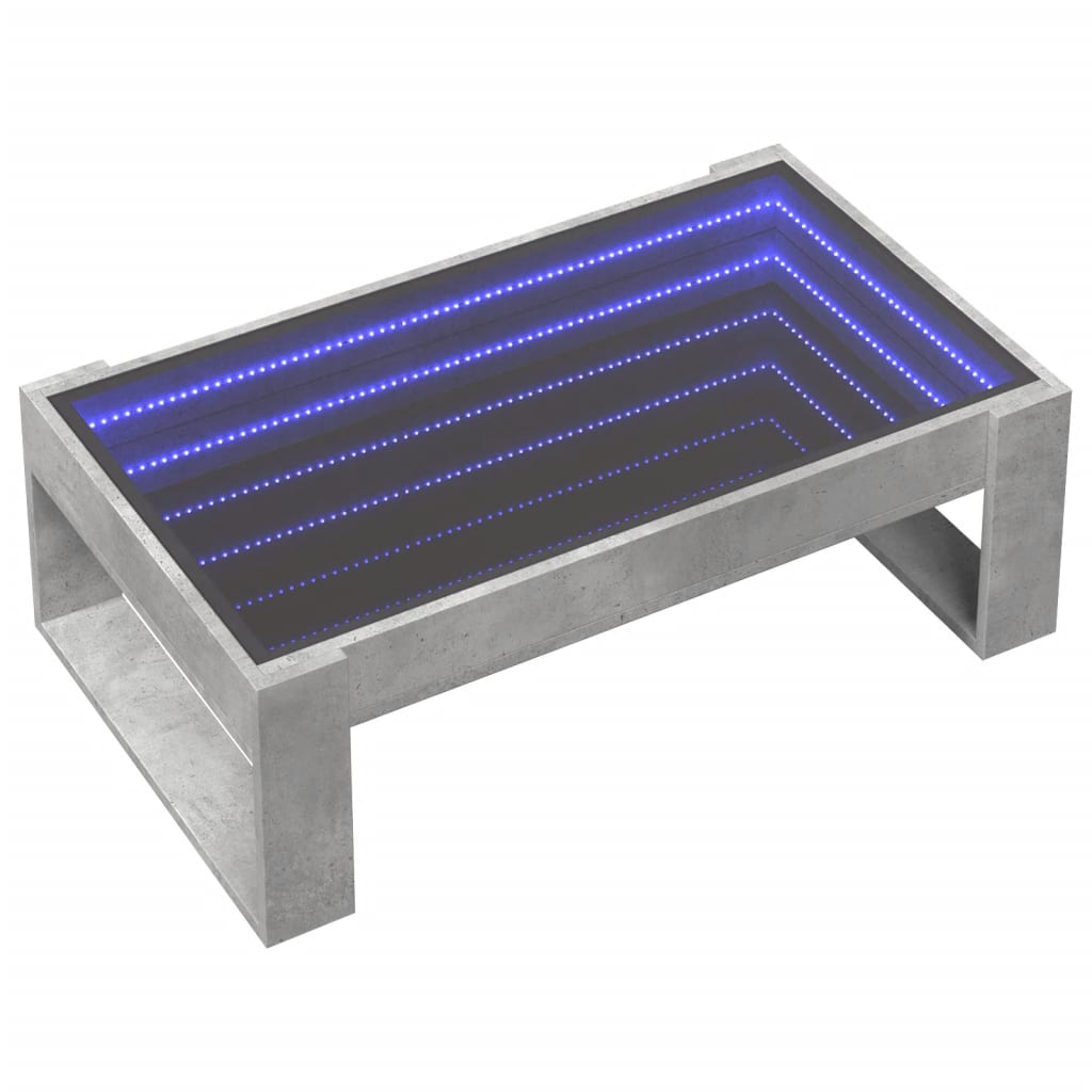 Tavolino da Salotto con LED Infinity Grigio Cemento 90x53x30 cm | homemem39