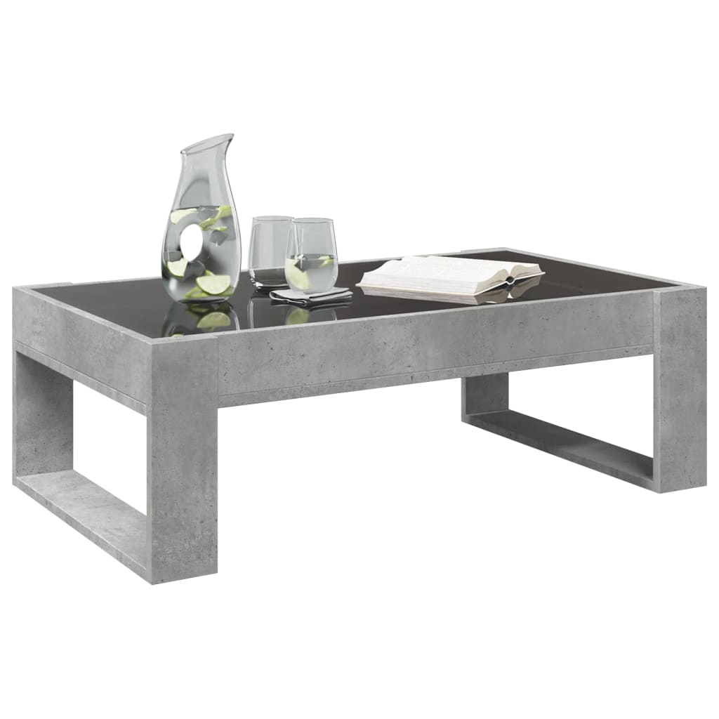 Tavolino da Salotto con LED Infinity Grigio Cemento 90x53x30 cm | homemem39