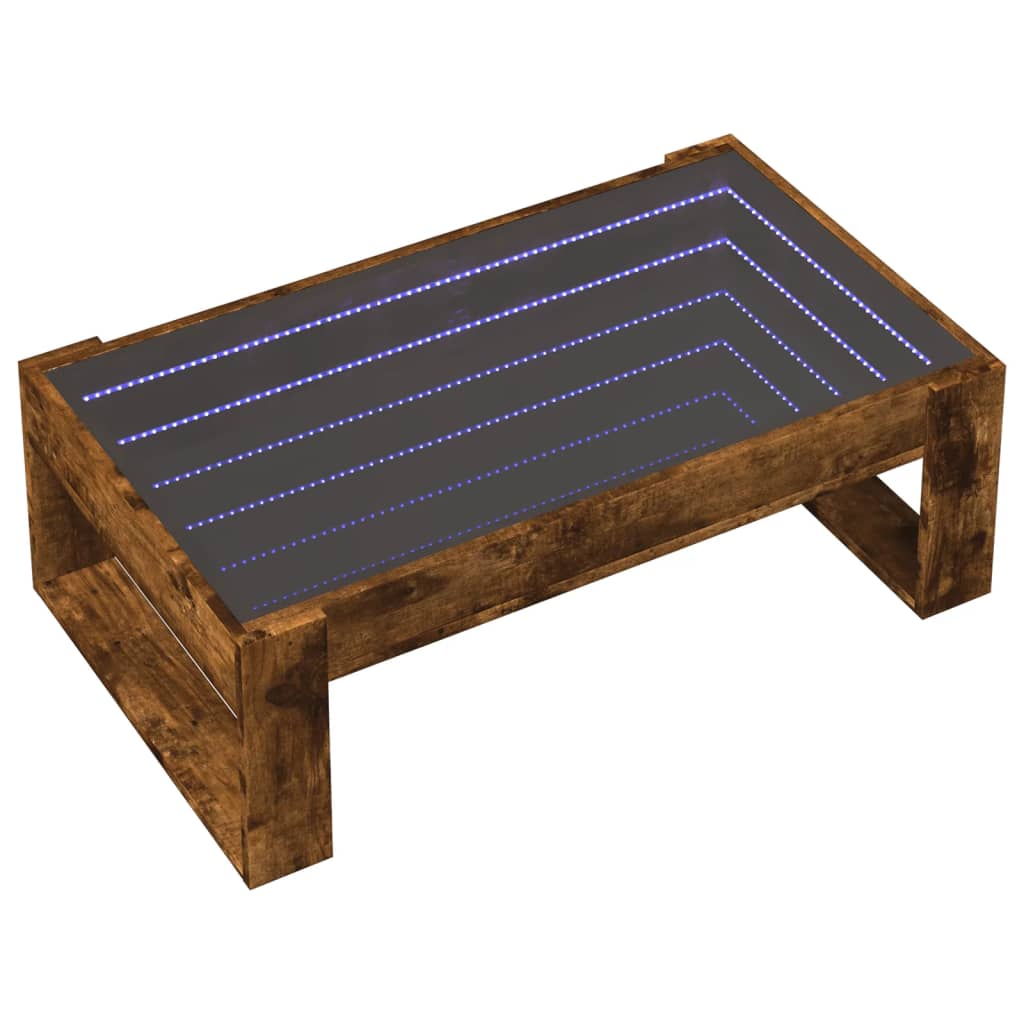 Tavolino da Salotto con LED Infinity Rovere Fumo 90x53x30 cm | homemem39