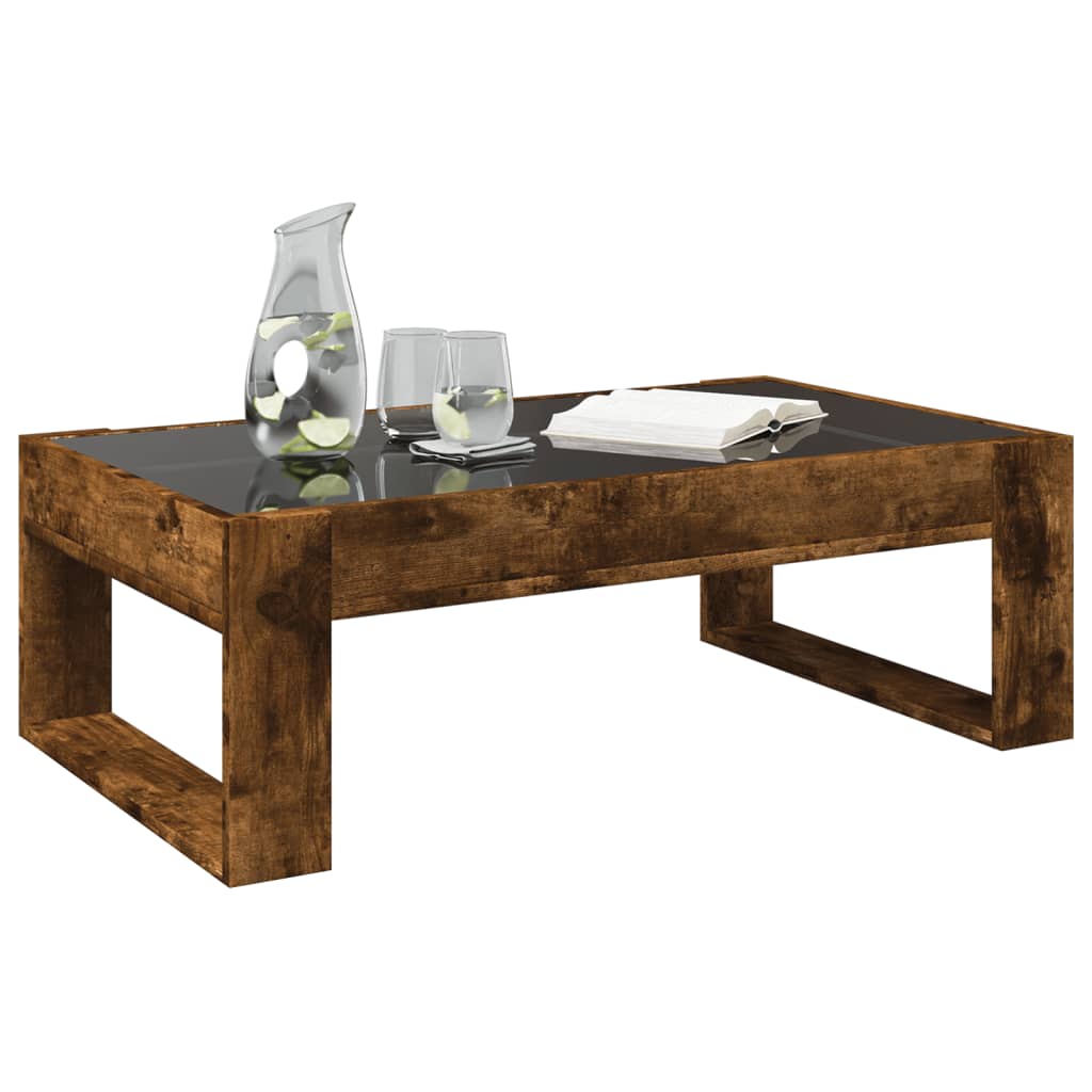 Tavolino da Salotto con LED Infinity Rovere Fumo 90x53x30 cm | homemem39
