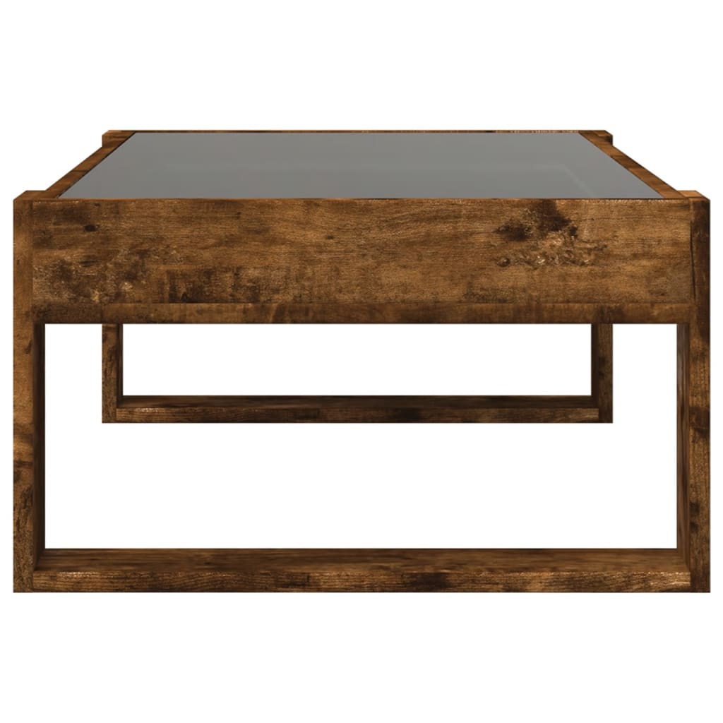 Tavolino da Salotto con LED Infinity Rovere Fumo 90x53x30 cm | homemem39
