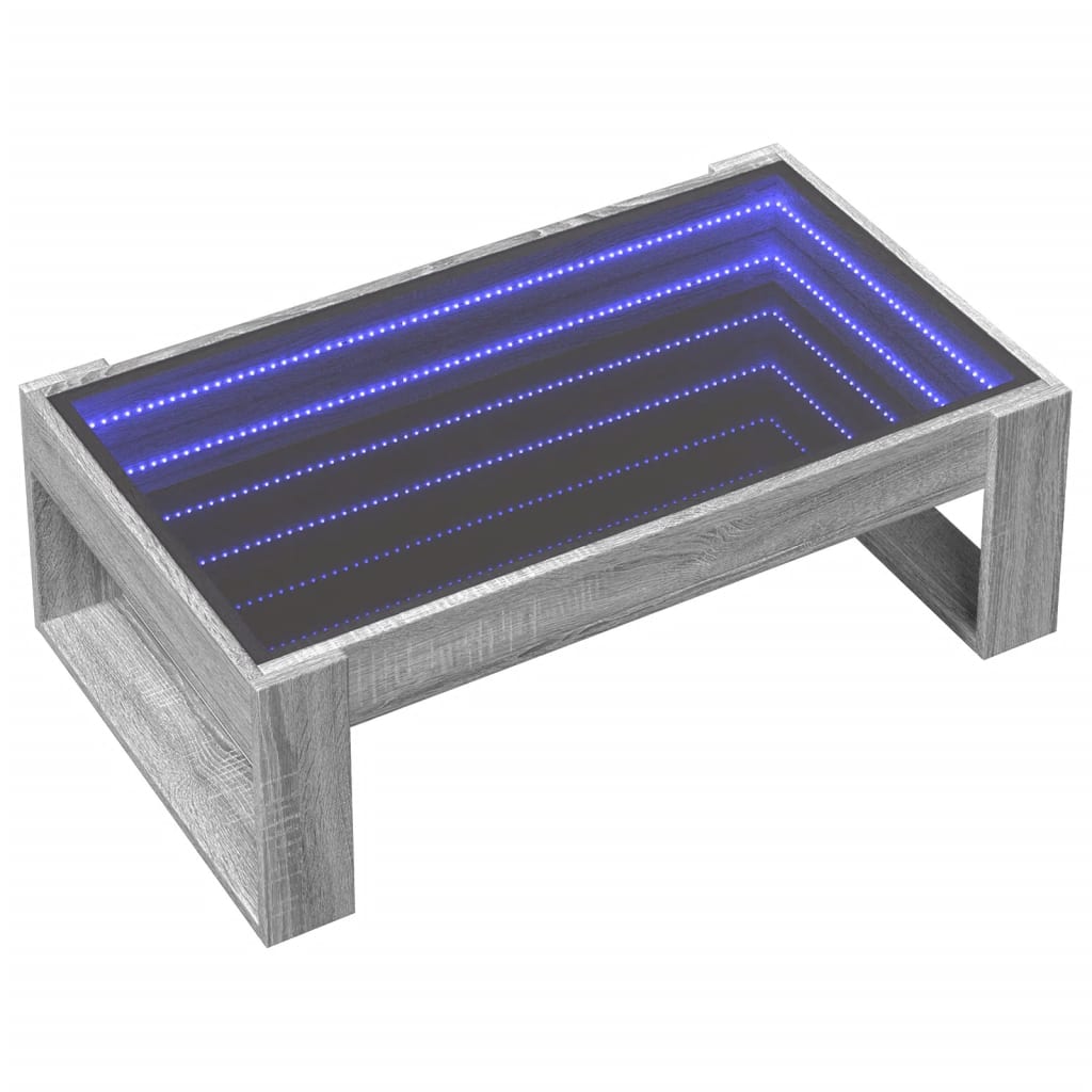 Tavolino da Salotto con LED Infinity Grigio Sonoma 90x53x30 cm | homemem39