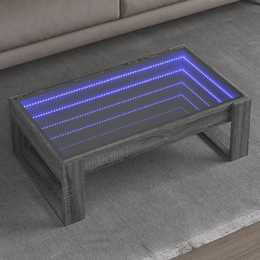Tavolino da Salotto con LED Infinity Grigio Sonoma 90x53x30 cm | homemem39