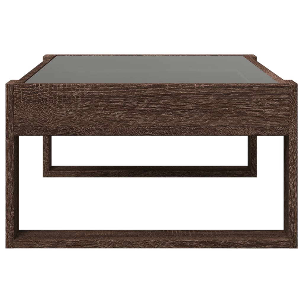 Tavolino da Salotto con LED Infinity Rovere Marrone 90x53x30 cm | homemem39
