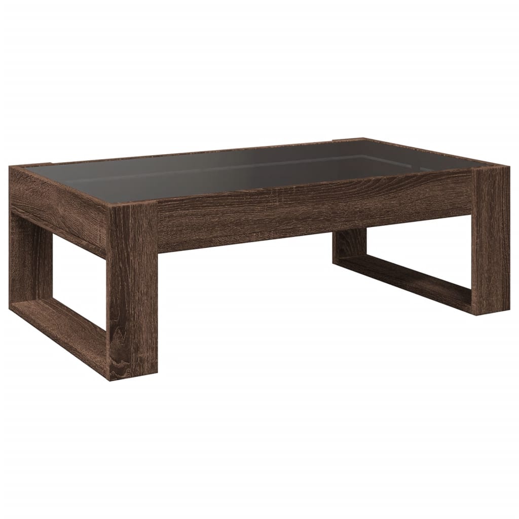 Tavolino da Salotto con LED Infinity Rovere Marrone 90x53x30 cm | homemem39