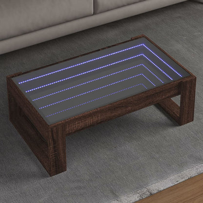 Tavolino da Salotto con LED Infinity Rovere Marrone 90x53x30 cm | homemem39