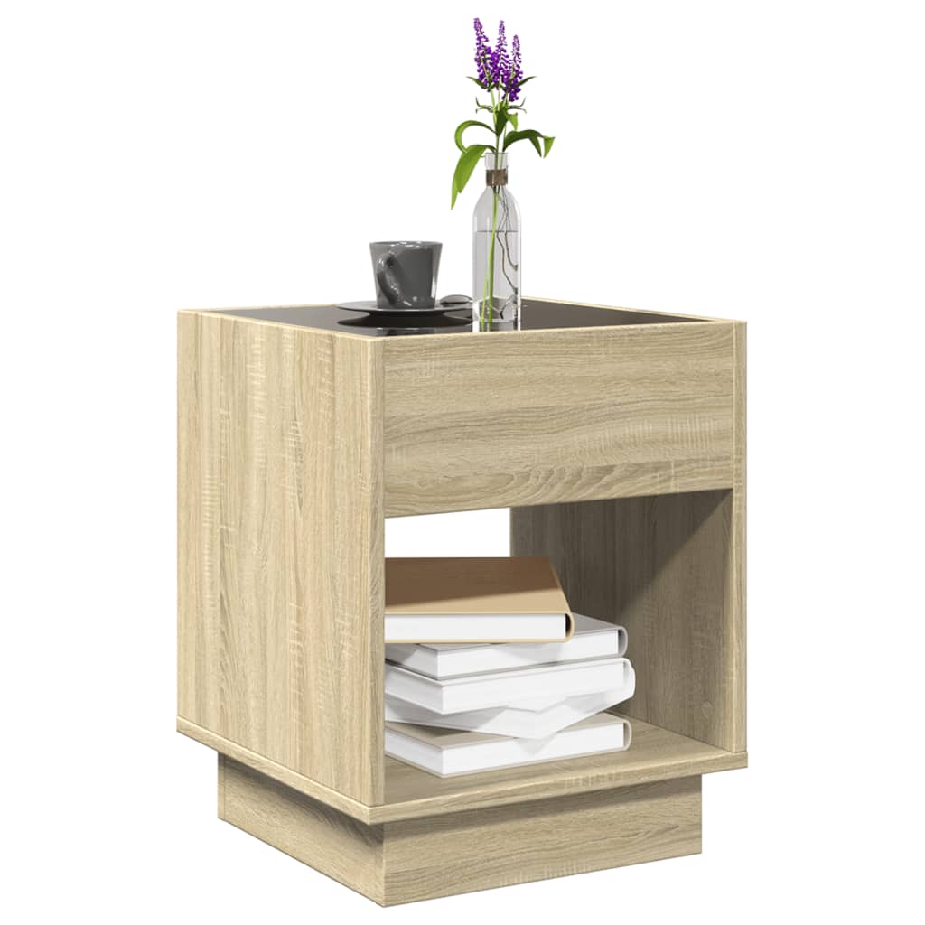 Tavolino da Salotto con LED Infinity Rovere Sonoma 40x40x50 cm | homemem39