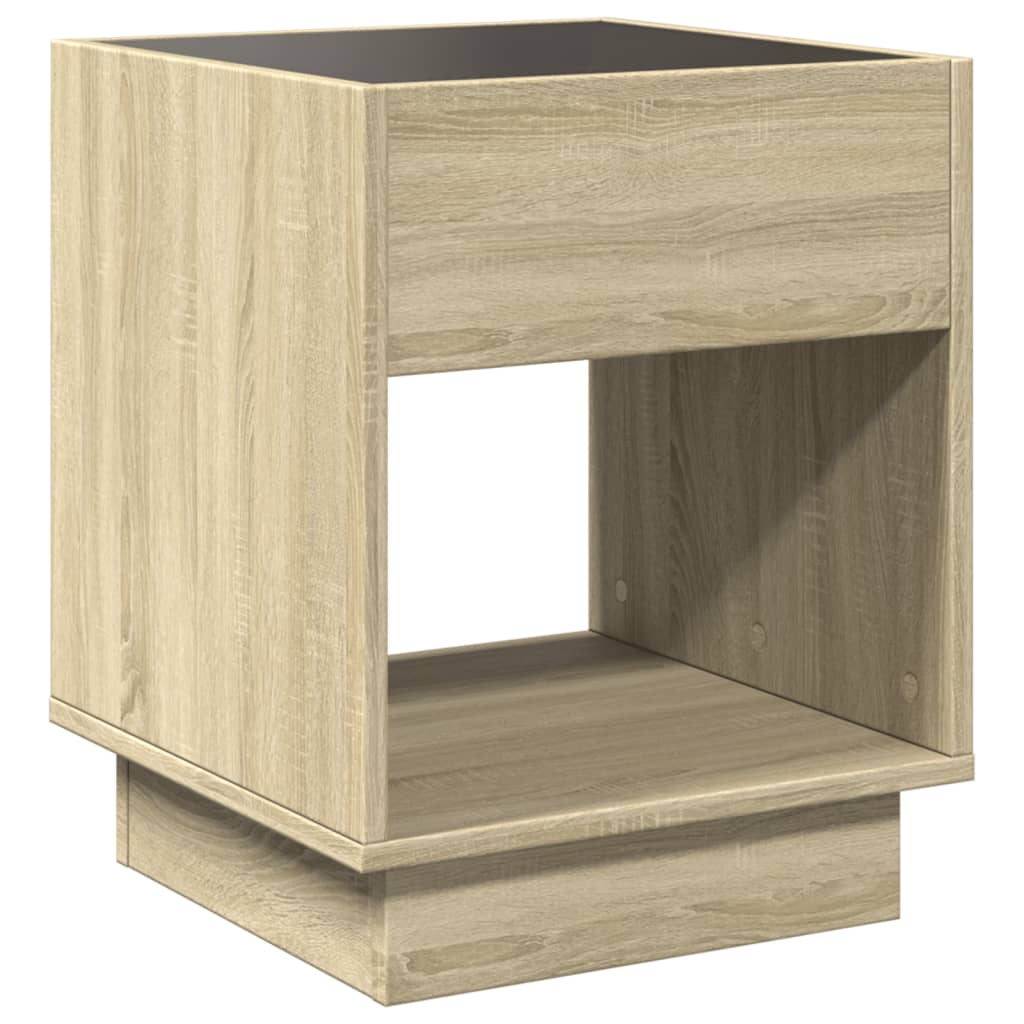 Tavolino da Salotto con LED Infinity Rovere Sonoma 40x40x50 cm | homemem39