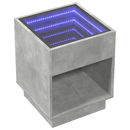 Tavolino da Salotto con LED Infinity Grigio Cemento 40x40x50 cm | homemem39