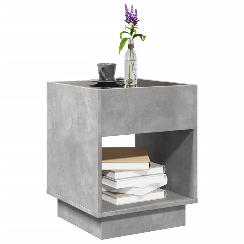 Tavolino da Salotto con LED Infinity Grigio Cemento 40x40x50 cm | homemem39