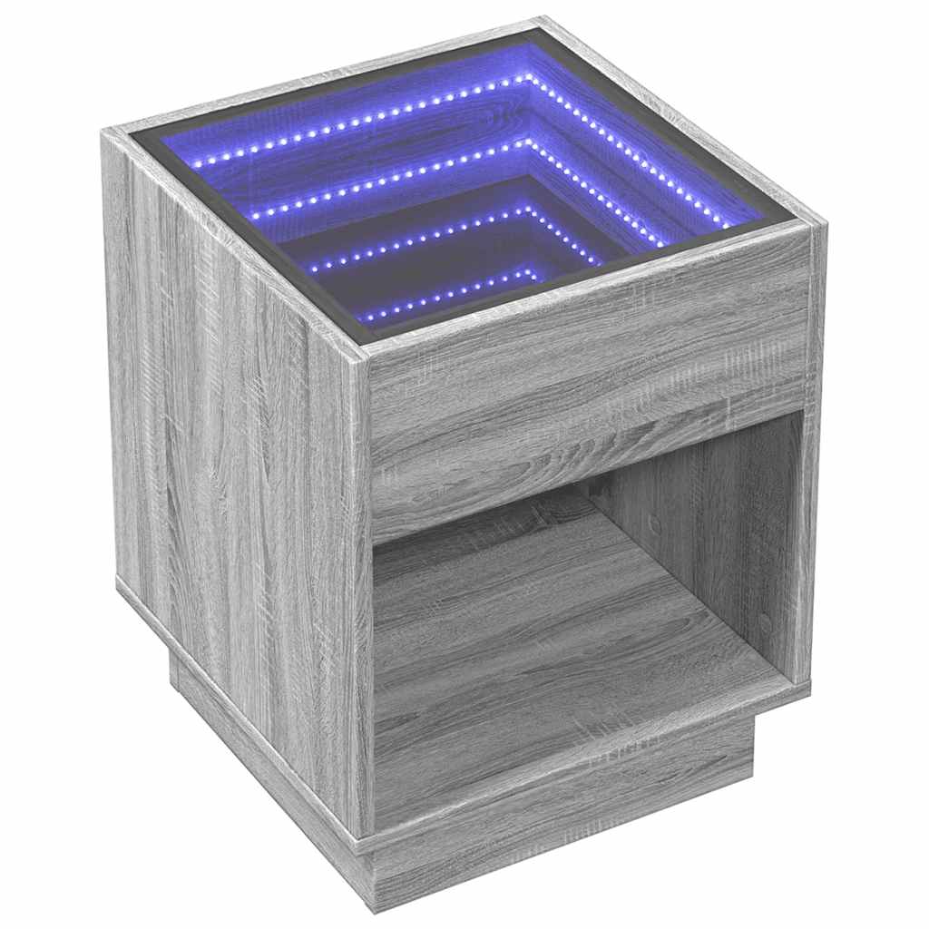 Tavolino da Salotto con LED Infinity Grigio Sonoma 40x40x50 cm | homemem39