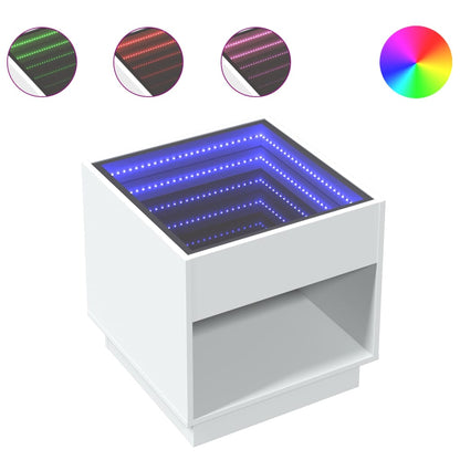 Tavolino da Salotto con LED Infinity Bianco 50x50x50 cm | homemem39