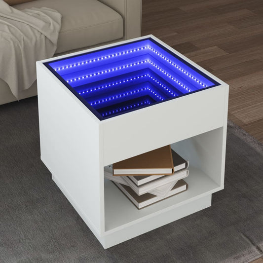 Tavolino da Salotto con LED Infinity Bianco 50x50x50 cm | homemem39