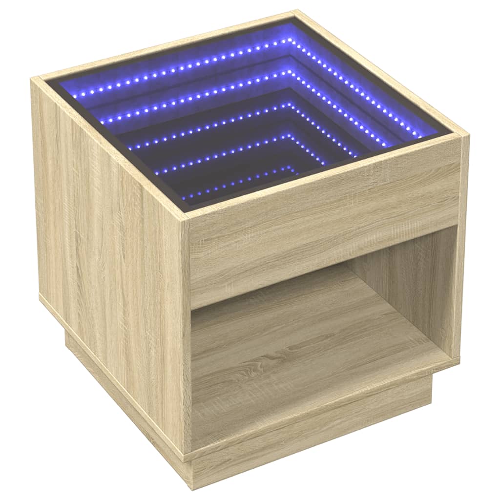 Tavolino da Salotto con LED Infinity Rovere Sonoma 50x50x50 cm | homemem39