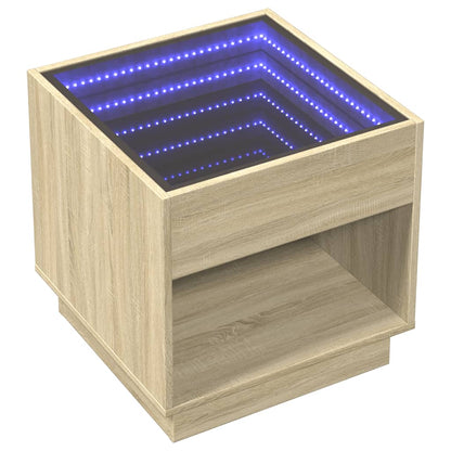 Tavolino da Salotto con LED Infinity Rovere Sonoma 50x50x50 cm | homemem39