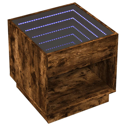 Tavolino da Salotto con LED Infinity Rovere Fumo 50x50x50 cm | homemem39