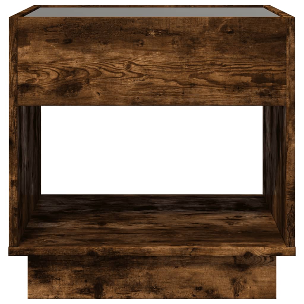 Tavolino da Salotto con LED Infinity Rovere Fumo 50x50x50 cm