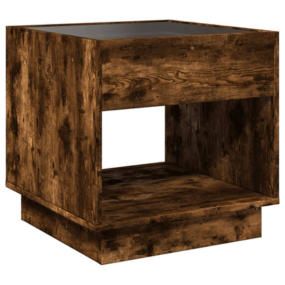 Tavolino da Salotto con LED Infinity Rovere Fumo 50x50x50 cm