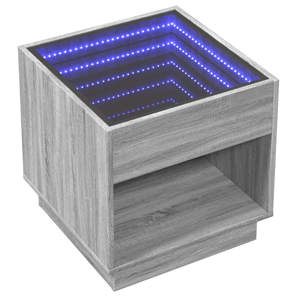 Tavolino da Salotto con LED Infinity Rovere Sonoma 50x50x50 cm | homemem39