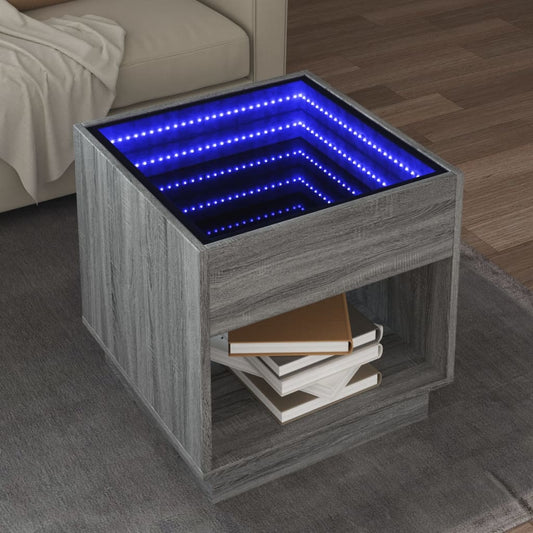 Tavolino da Salotto con LED Infinity Rovere Sonoma 50x50x50 cm | homemem39