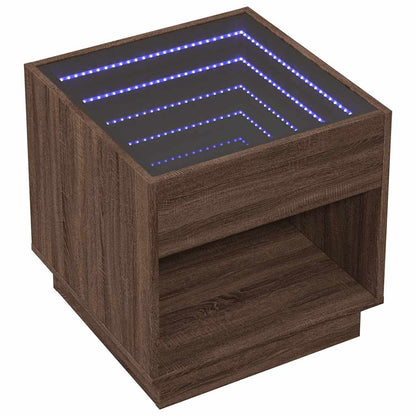 Tavolino da Salotto con LED Infinity Rovere Marrone 50x50x50 cm | homemem39