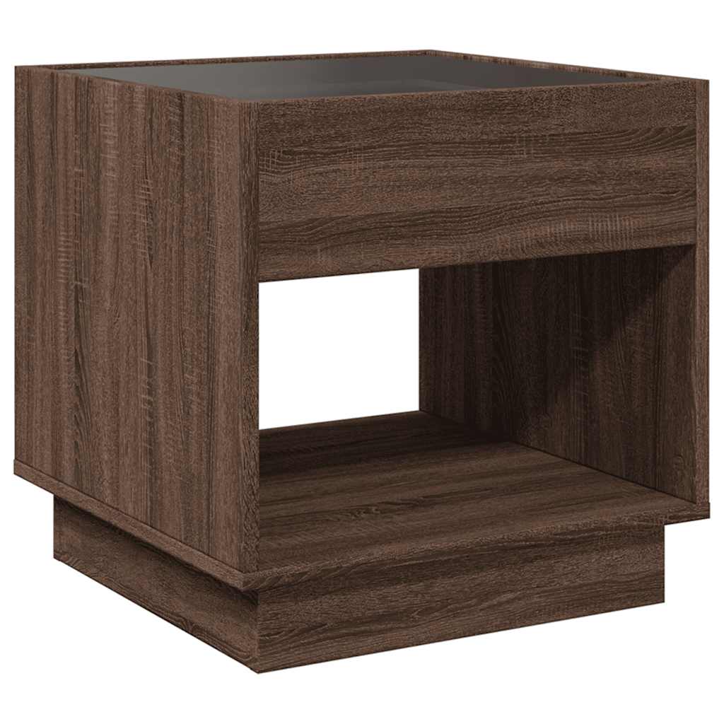 Tavolino da Salotto con LED Infinity Rovere Marrone 50x50x50 cm | homemem39