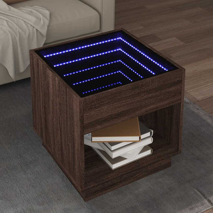 Tavolino da Salotto con LED Infinity Rovere Marrone 50x50x50 cm | homemem39