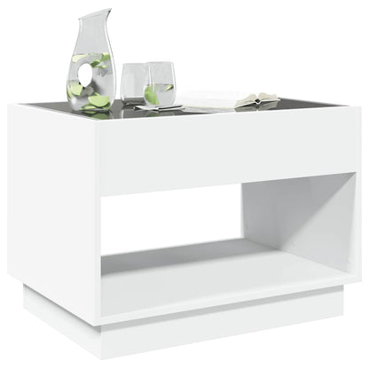 Tavolino da Salotto con LED Infinity Bianco 70x50x50 cm