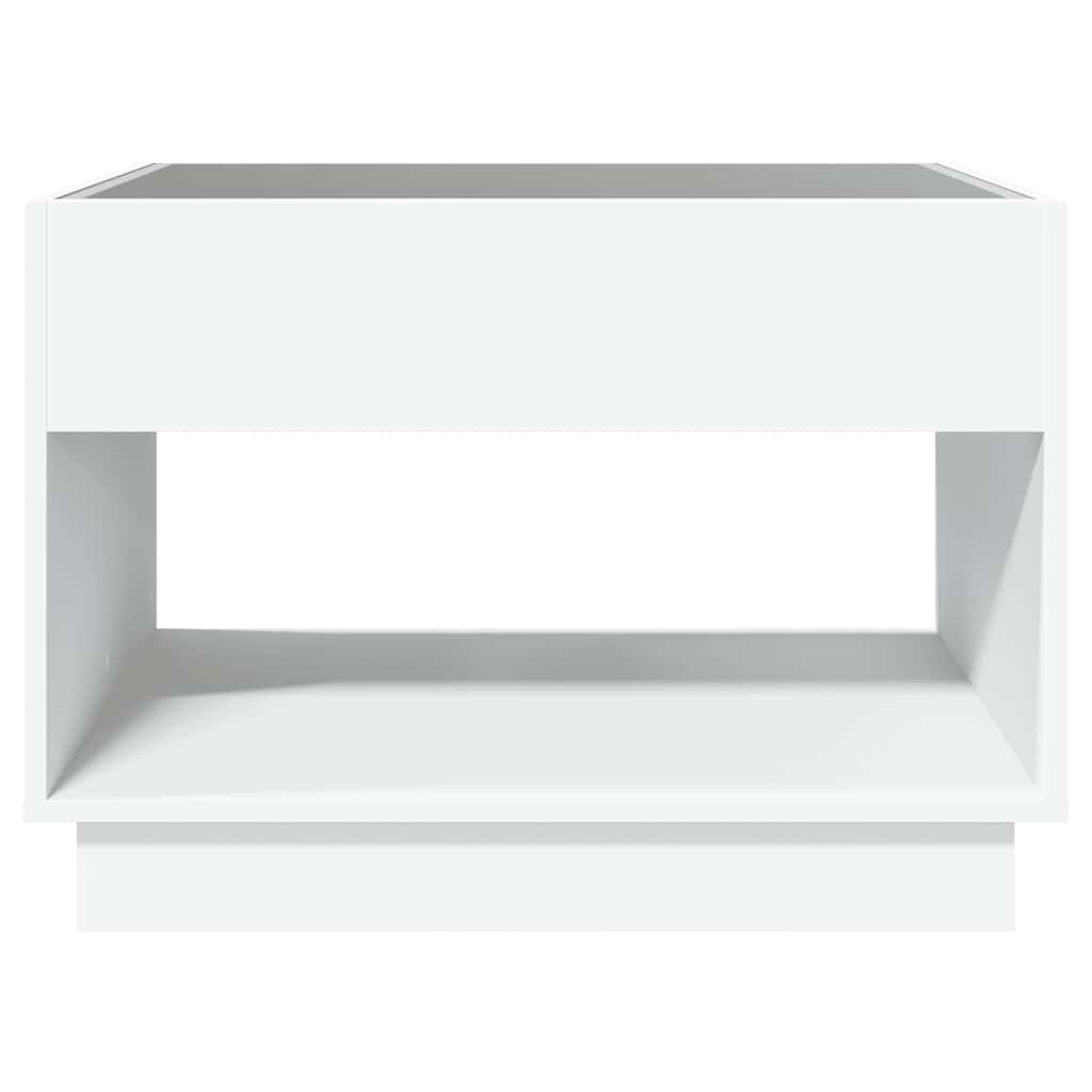 Tavolino da Salotto con LED Infinity Bianco 70x50x50 cm