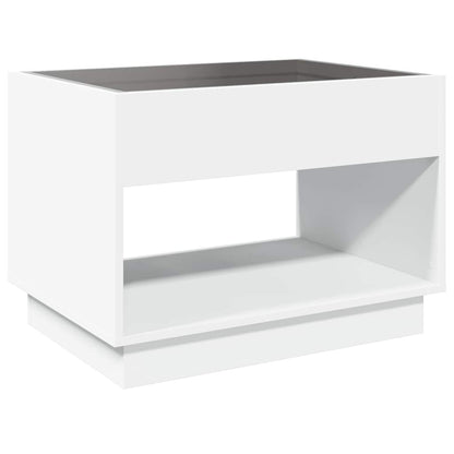 Tavolino da Salotto con LED Infinity Bianco 70x50x50 cm