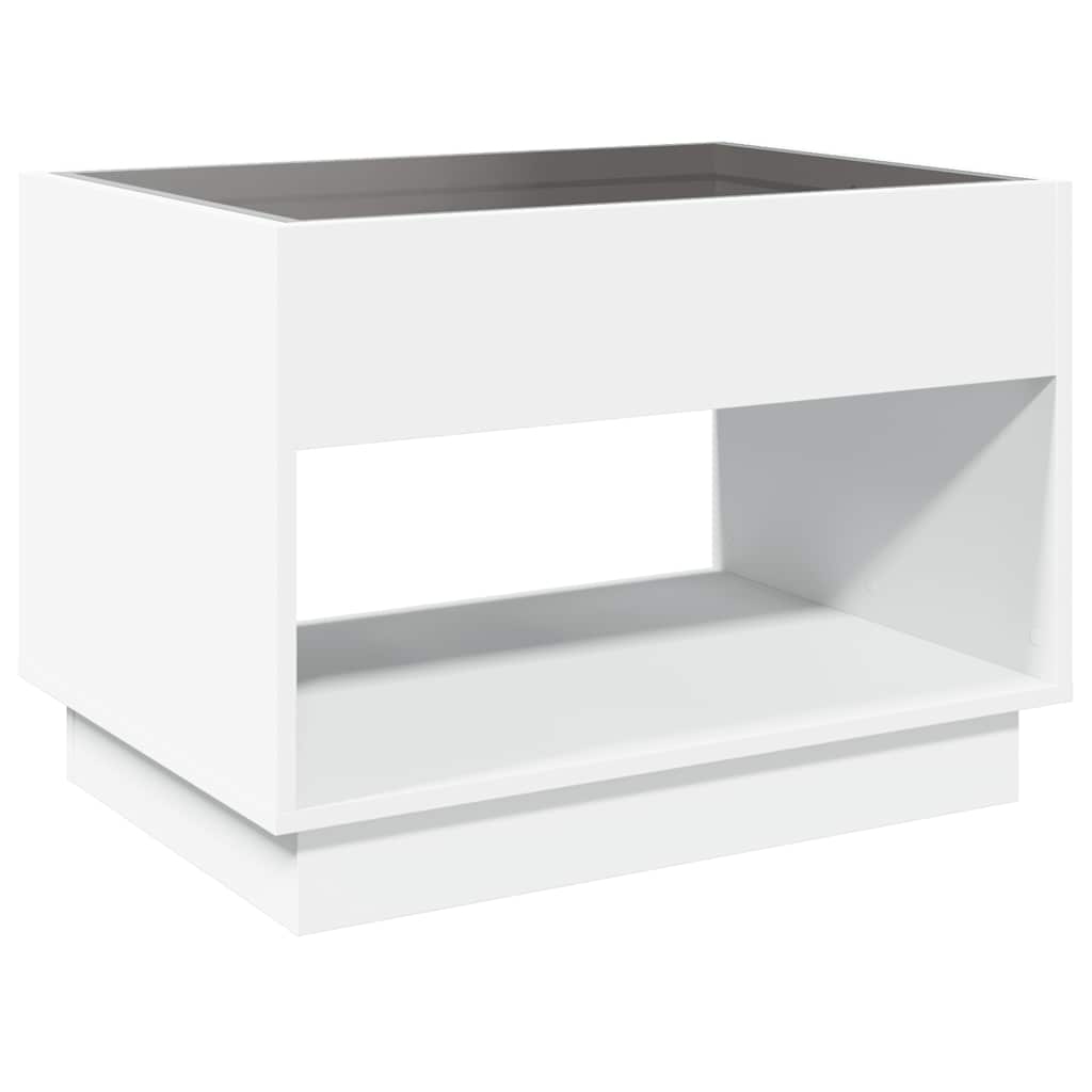 Tavolino da Salotto con LED Infinity Bianco 70x50x50 cm