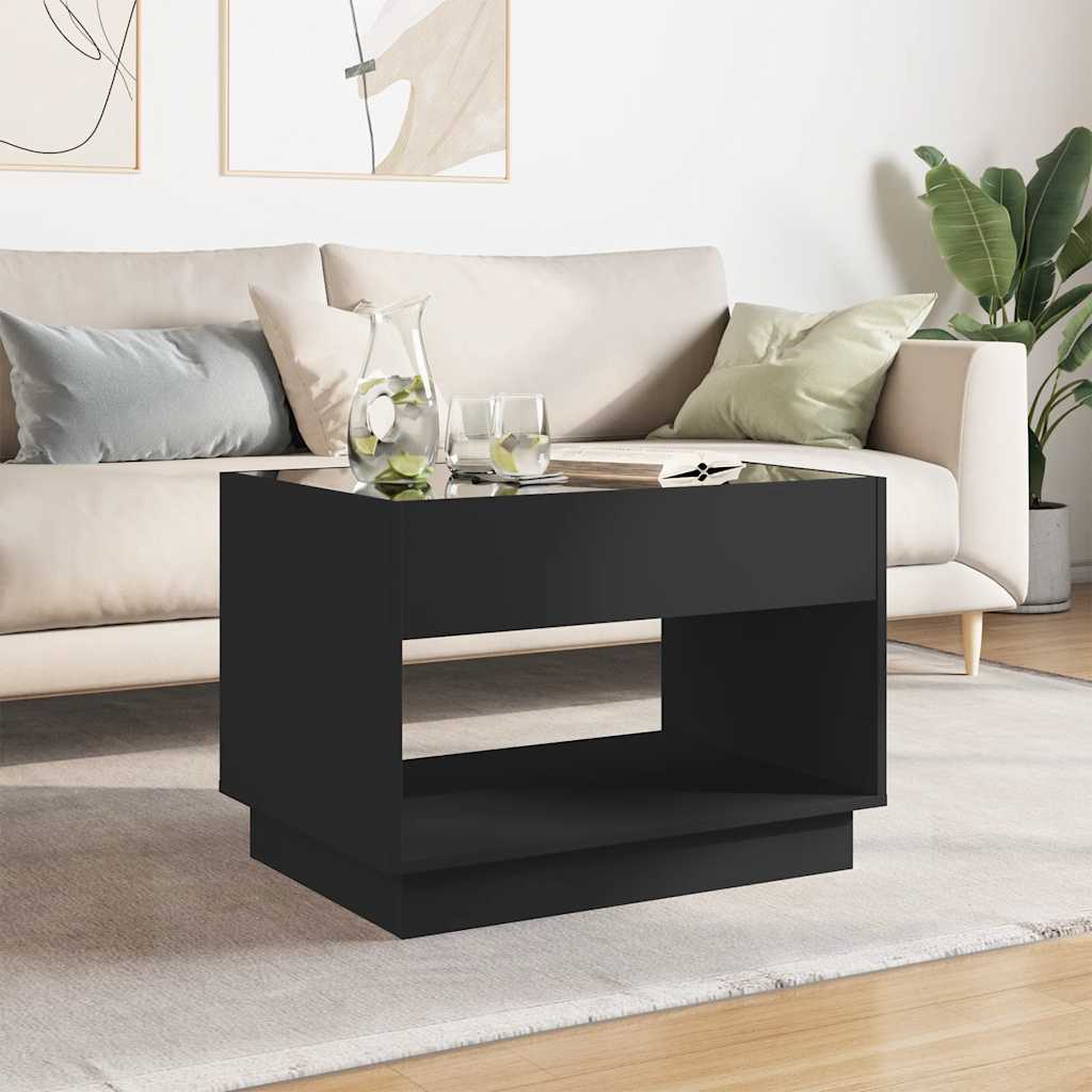 Tavolino da Salotto con LED Infinity Nero 70x50x50 cm | homemem39