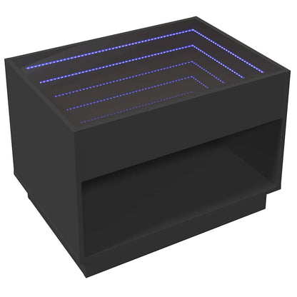 Tavolino da Salotto con LED Infinity Nero 70x50x50 cm | homemem39