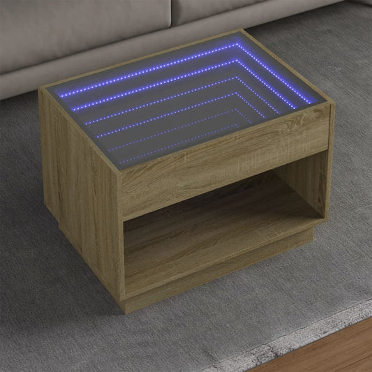 Tavolino da Salotto con LED Infinity Rovere Sonoma 70x50x50 cm | homemem39