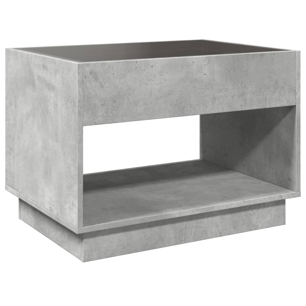 Tavolino da Salotto con LED Infinity Grigio Cemento 70x50x50 cm | homemem39