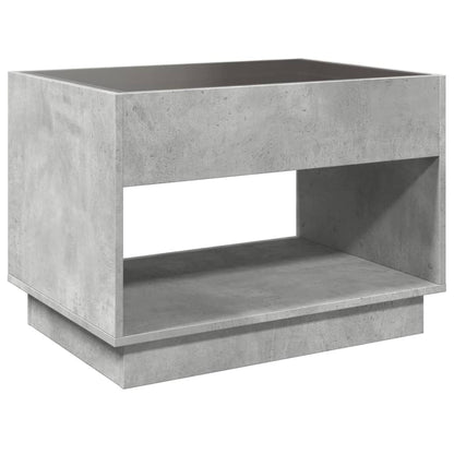 Tavolino da Salotto con LED Infinity Grigio Cemento 70x50x50 cm | homemem39