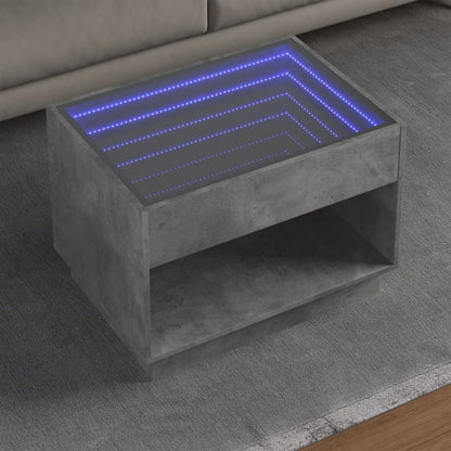 Tavolino da Salotto con LED Infinity Grigio Cemento 70x50x50 cm | homemem39