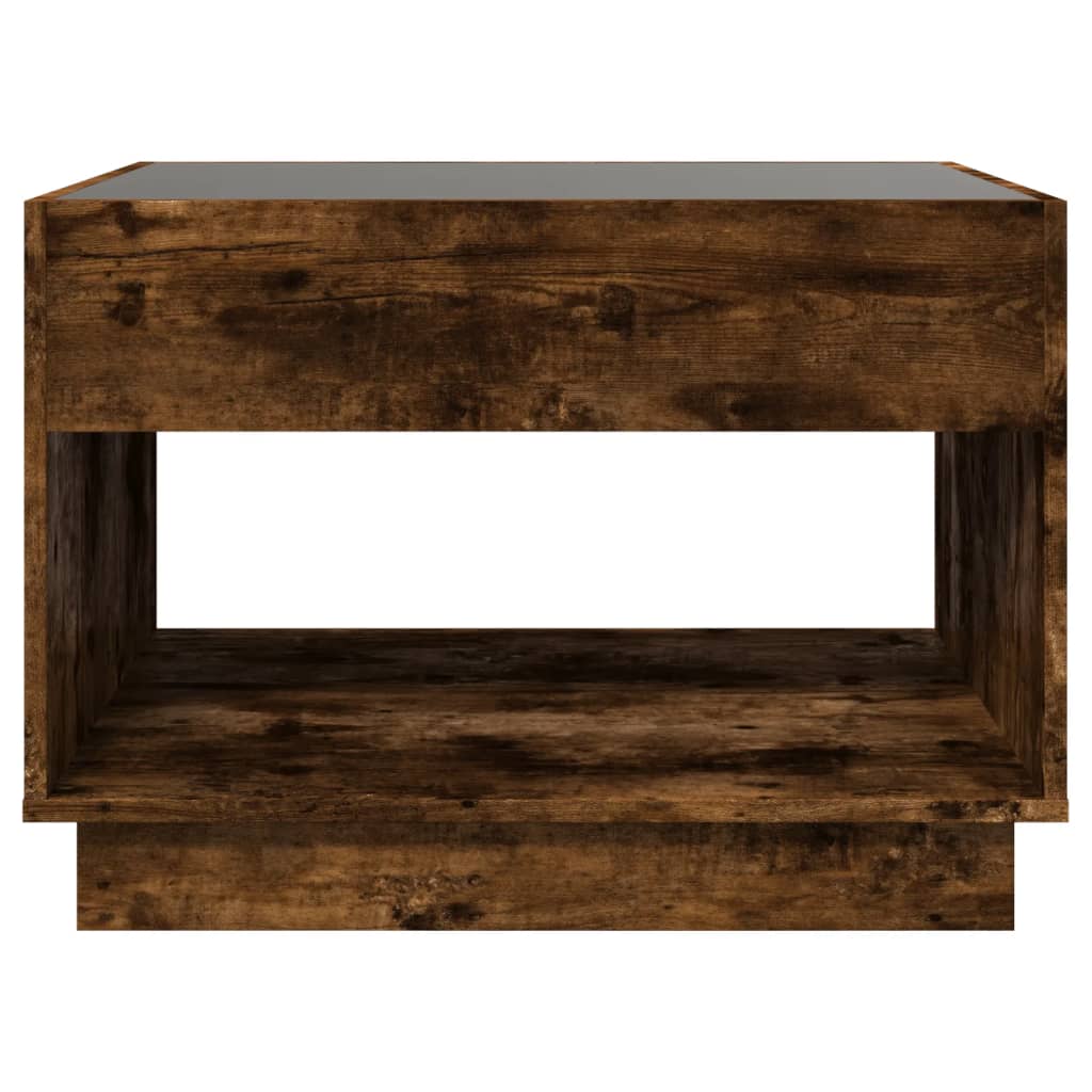 Tavolino da Salotto con LED Infinity Rovere Fumo 70x50x50 cm | homemem39