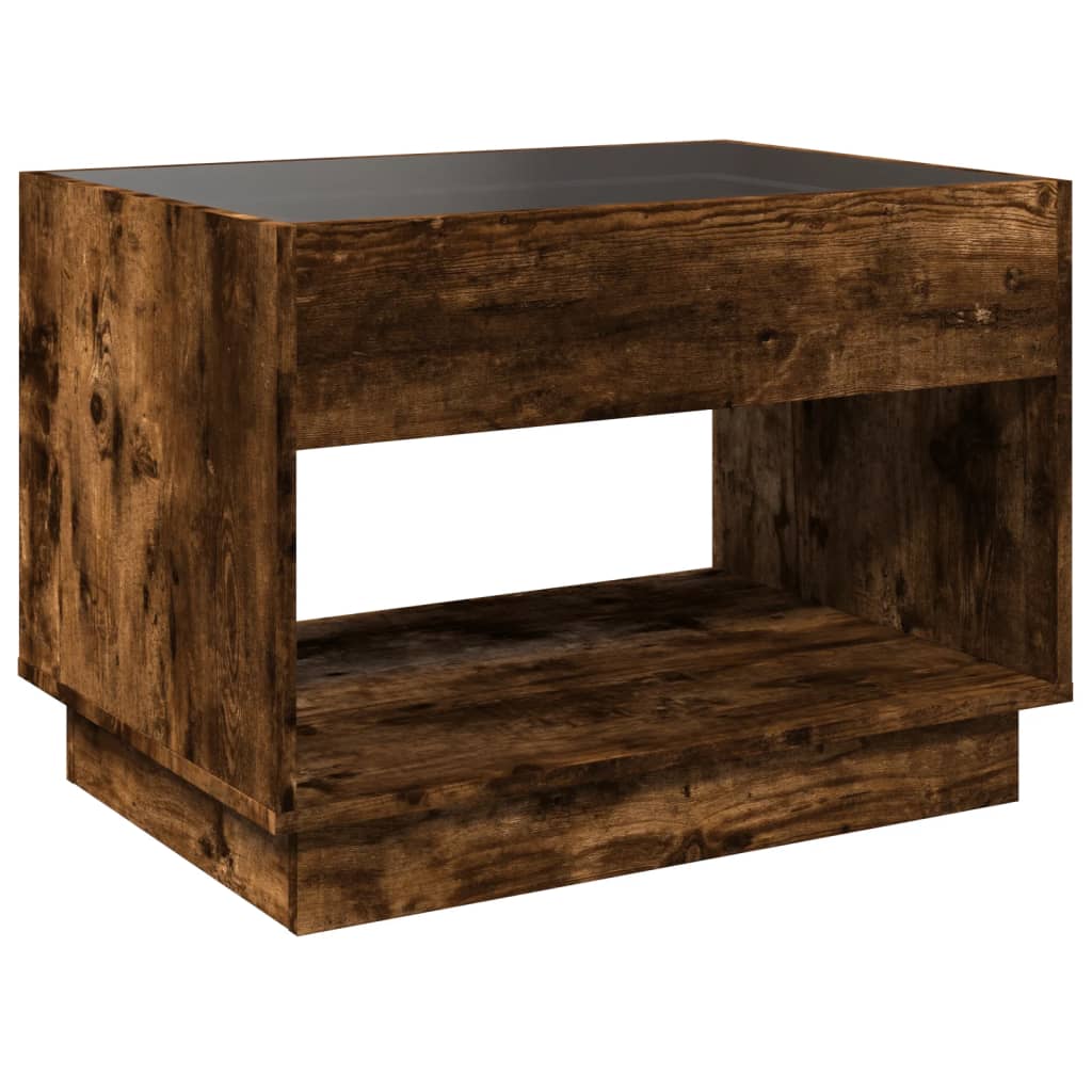 Tavolino da Salotto con LED Infinity Rovere Fumo 70x50x50 cm | homemem39
