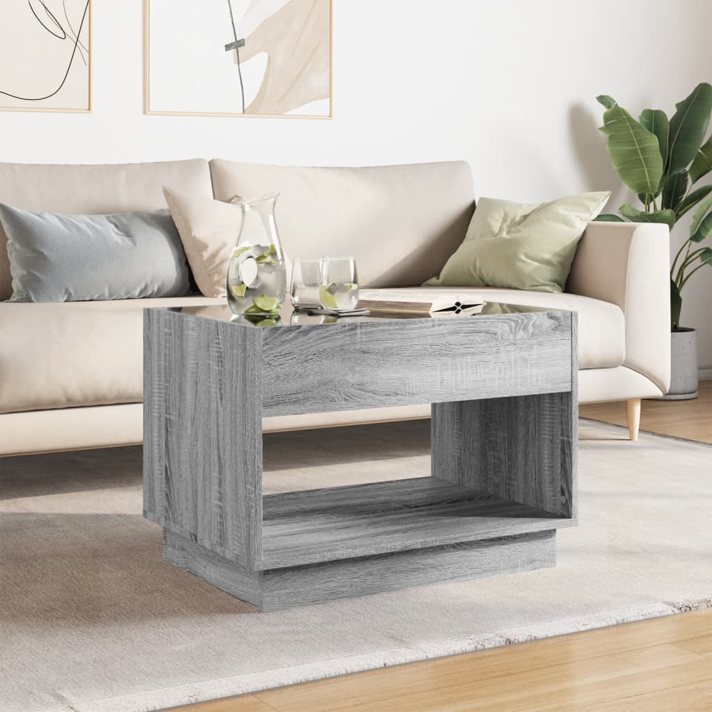 Tavolino da Salotto con LED Infinity Grigio Sonoma 70x50x50 cm