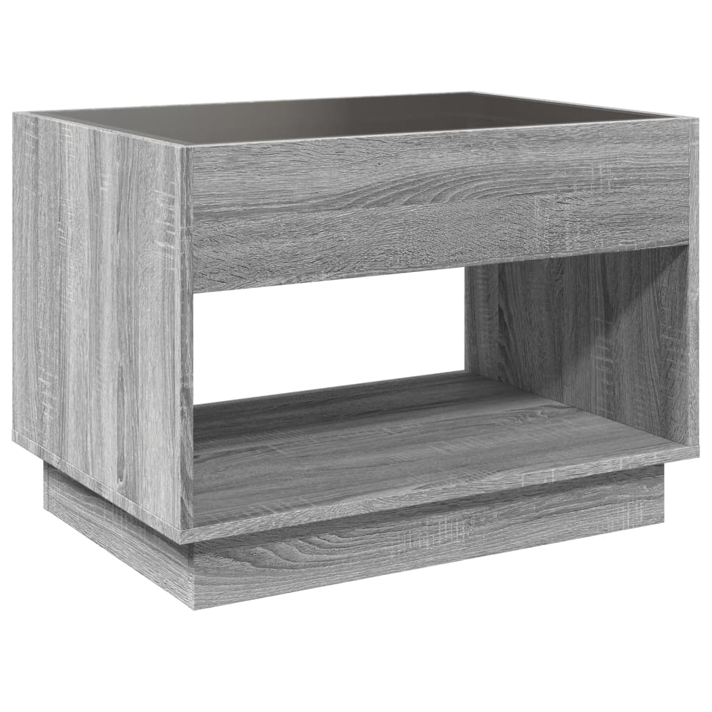 Tavolino da Salotto con LED Infinity Grigio Sonoma 70x50x50 cm