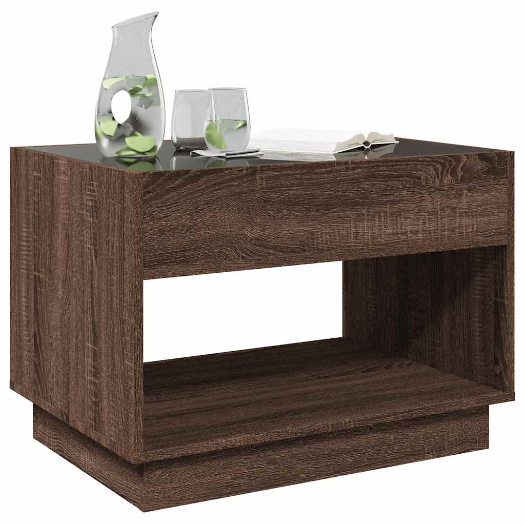 Tavolino da Salotto con LED Infinity Rovere Marrone 70x50x50 cm