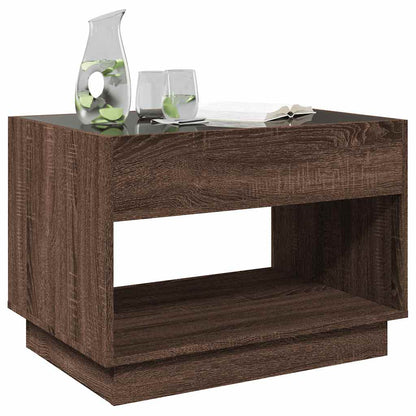 Tavolino da Salotto con LED Infinity Rovere Marrone 70x50x50 cm
