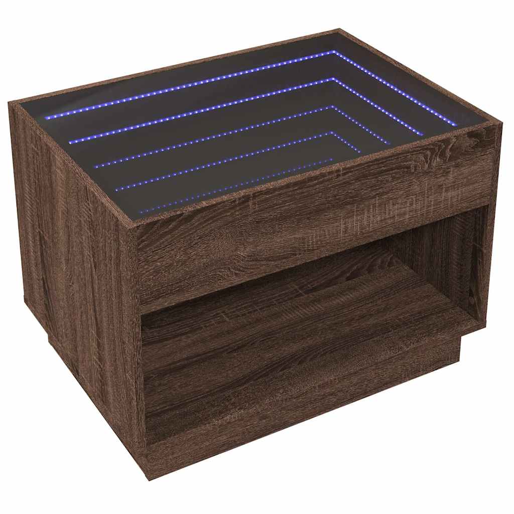 Tavolino da Salotto con LED Infinity Rovere Marrone 70x50x50 cm | homemem39