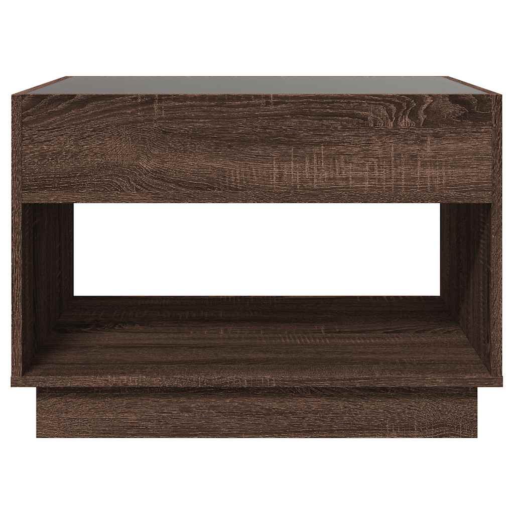 Tavolino da Salotto con LED Infinity Rovere Marrone 70x50x50 cm | homemem39