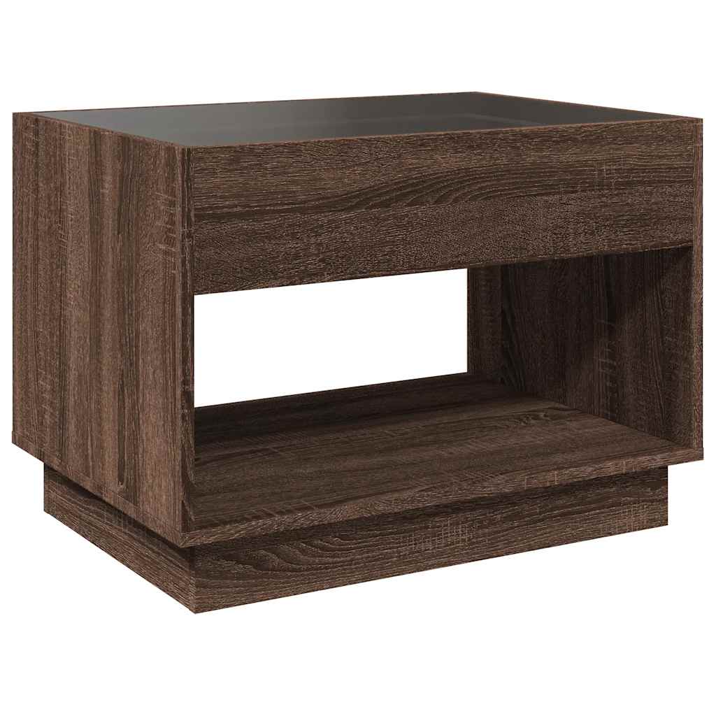 Tavolino da Salotto con LED Infinity Rovere Marrone 70x50x50 cm