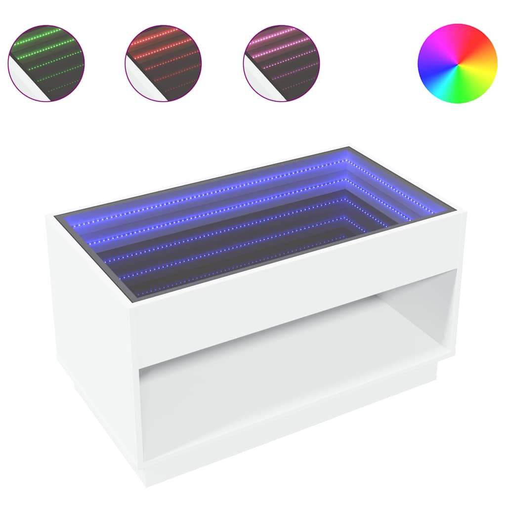 Tavolino da Salotto con LED Infinity Bianco 90x50x50 cm | homemem39