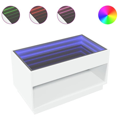 Tavolino da Salotto con LED Infinity Bianco 90x50x50 cm | homemem39