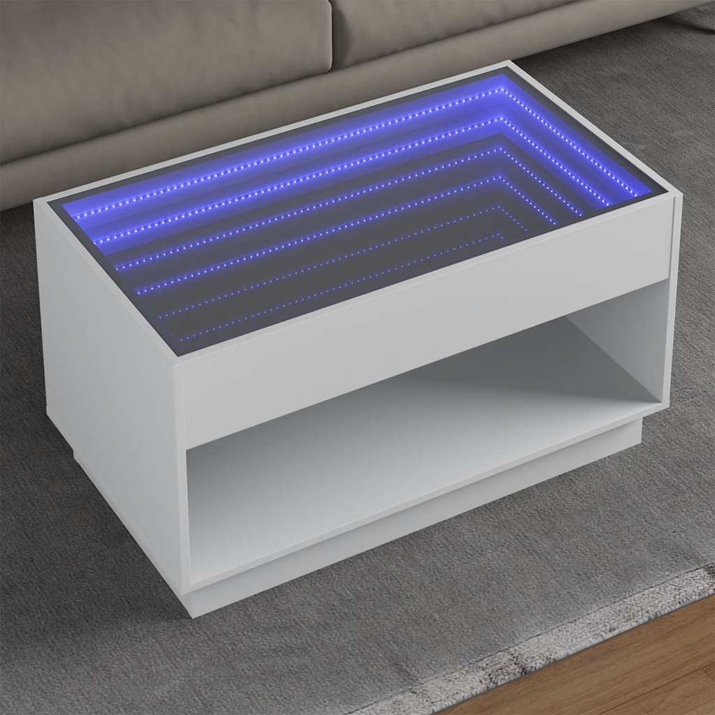 Tavolino da Salotto con LED Infinity Bianco 90x50x50 cm | homemem39