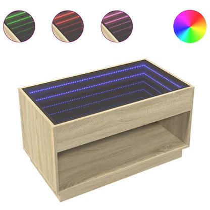 Tavolino da Salotto con LED Infinity Rovere Sonoma 90x50x50 cm